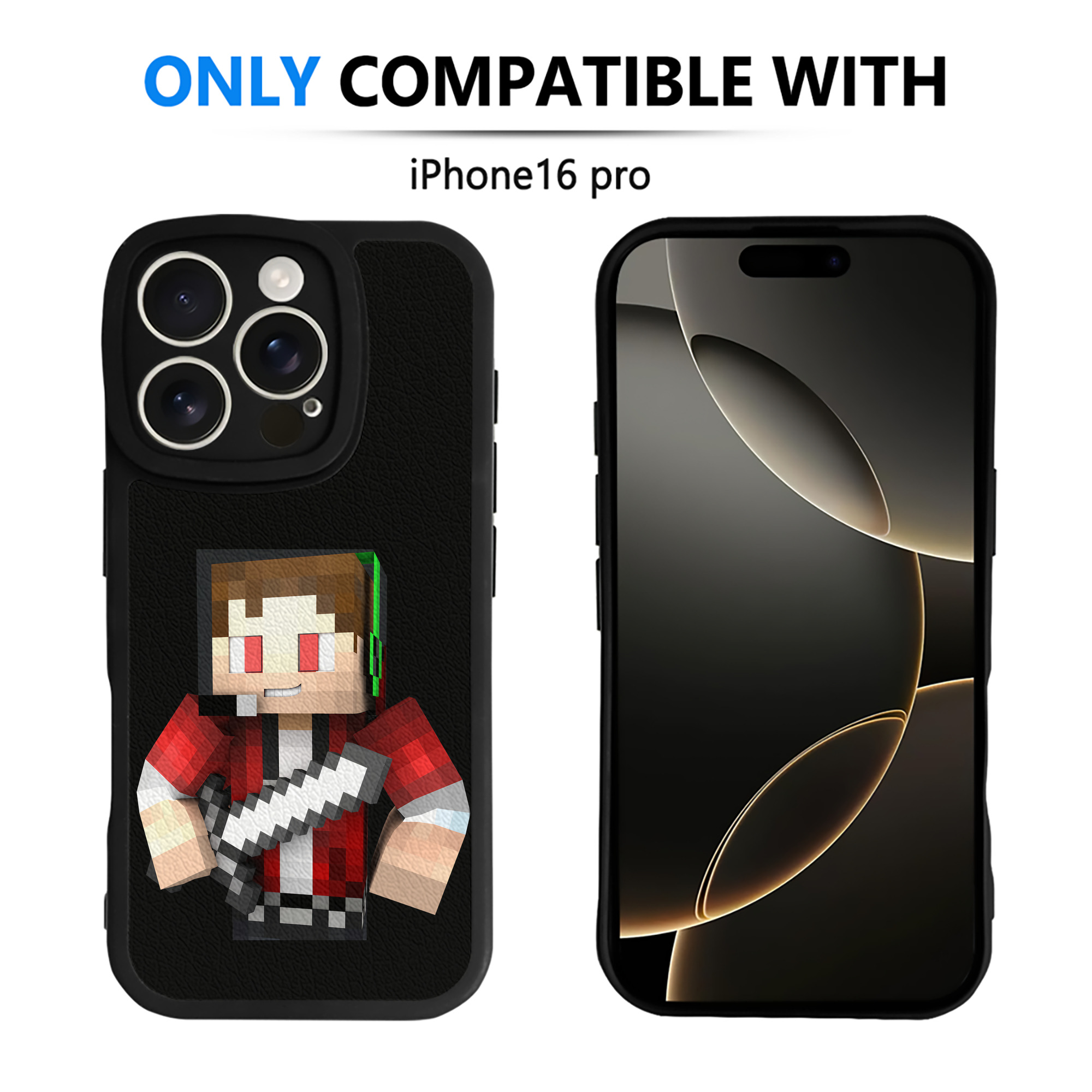 （画像用） マインクラフト ブロックの世界 Minecraft MC Block world 【iPhone 16シリーズ対応】シリコンスマホケース（レザー調） 材質：シリコン